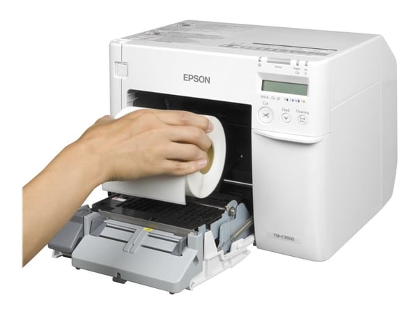 Epson TM C3500 - Etikettskriver - farge - ink-jet - 112 mm (bredde) - 720 x 360 dpi - inntil 103 mm/sek - LAN, USB-vert - kutter