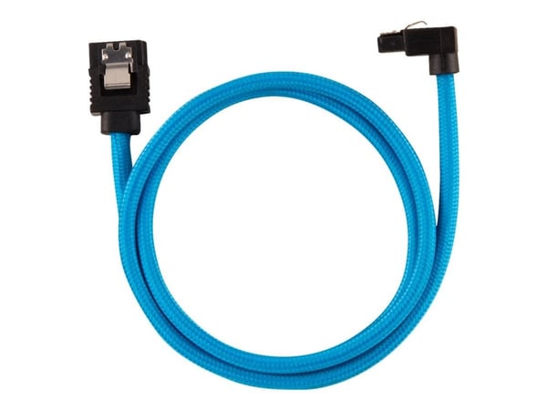 CORSAIR - SATA-kabel - Serial ATA 150/300/600 - SATA (han) lige, haspet til SATA (han) vinklet - 60 cm - blå (pakke med 2)