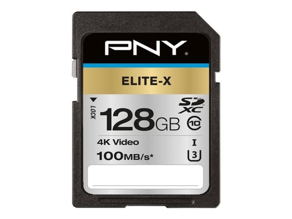 PNY Elite-X - Flashhukommelseskort - 128 GB - UHS-I U3 / Class10 - SDXC UHS-I