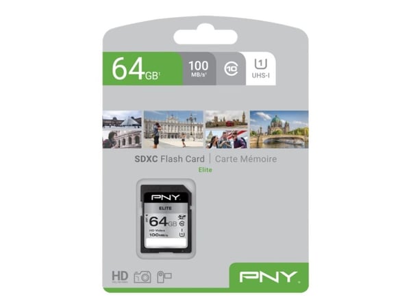 PNY Elite - Flashhukommelseskort - 64 GB - UHS-I U1 / Class10 - SDXC UHS-I