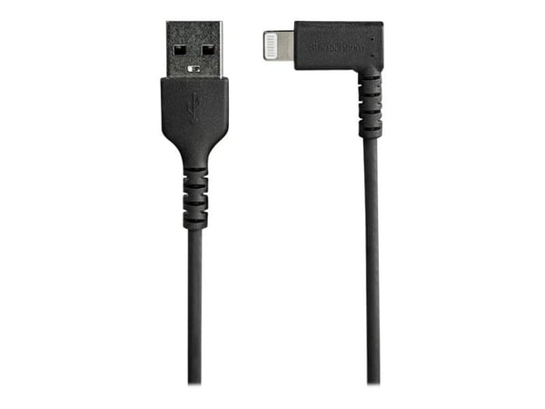 StarTech.com 3ft (1m) Kestävä USB A-Lightning-kaapeli, musta 90° oikealla kulmalla taivutettu Heavy Duty kestävä aramidikuituinen USB Type A-Lightn...