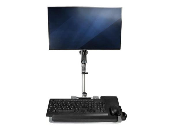 Startech Wall Mount Workstation, Articulating Standing Desk w/ Ergonomic Height Adjustable Monitor Arm & Padded Keyboard Tray, 34" VESA Display, Fo...