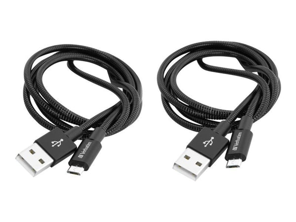 Verbatim Sync and Charge - USB-kaapeli - USB (han) til Micro-USB Type B (han) - 1 m - sort (pakke med 2)