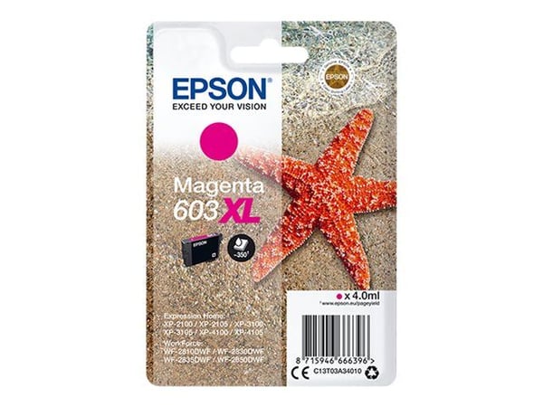Epson Singlepack Magenta 603XL Ink, Korkea (XL) värintuotto, 4 ml, 1 kpl