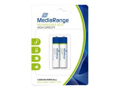 MediaRange MRBAT122 - Akku 2 x AAA - NiMH - (ladattava) - 1000 mAh
