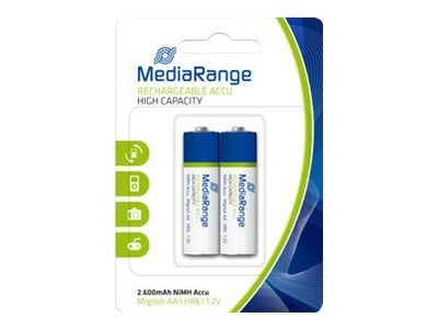 MediaRange MRBAT123 - Batteri AA type - NiMH - (genopladelig) - 2600 mAh (pakke med 2)