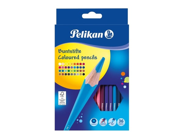 Pelikan kolmiomaiset värikynät ohuet, 36 kpl kolmiomaisia, lyijyn paksuus n. 3,0 mm, värilakattu - 1 kpl (700139)