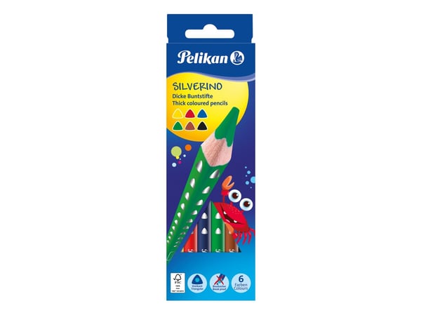 Pelikan 700610, Sort, Brun, Grønn, Rød, Fiolett, Gult, 6 stykker