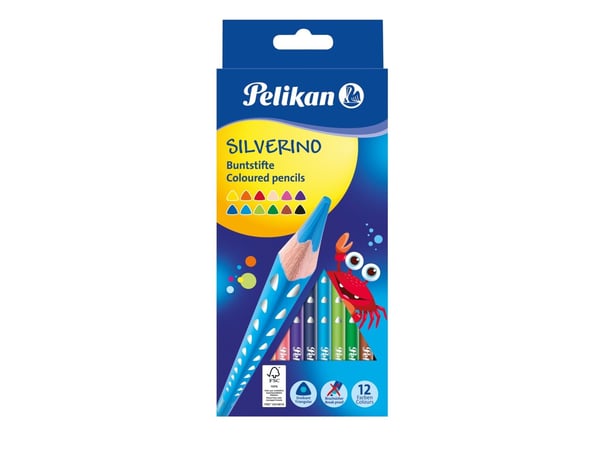 Pelikan 700634, Sort, Blå, Brun, Grønn, Lyseblå, Lysegrønn, Oransje, Fersken, Rosa, Rød, Fiolett, Gult, 12 stykker