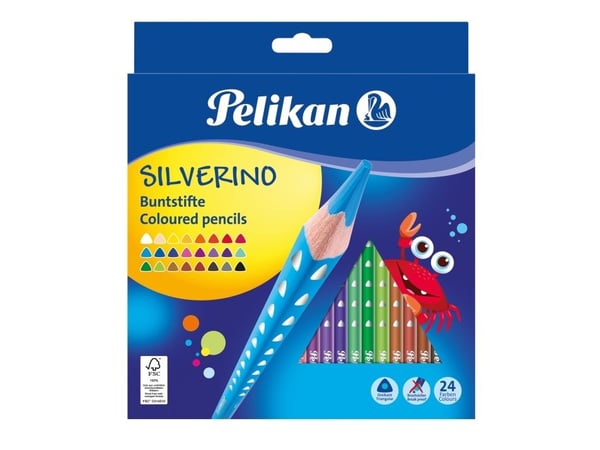 Pelikan värikynät SILVERINO 3-kulmainen ohut BD24LN 24kpl.