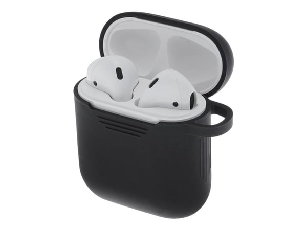 DELTACO - Fodral för hörlurar - silikon - svart - för Apple AirPods (1:a generation, 2a generation)