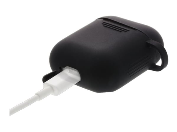 DELTACO - Fodral för hörlurar - silikon - svart - för Apple AirPods (1:a generation, 2a generation)