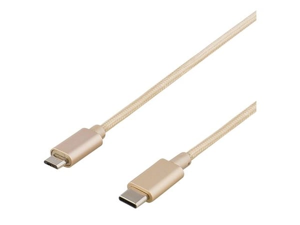 DELTACO Prime USBC-1250 - USB-kabel - USB-C (hann) til Micro-USB type B (hann) - USB 2.0 - 1 m - gull