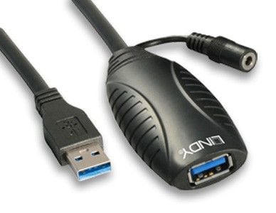 Lindy 43156, 10 m, USB A, USB A, USB 3.2 Gen 1 (3.1 Gen 1), 5 Gbit/s, Svart