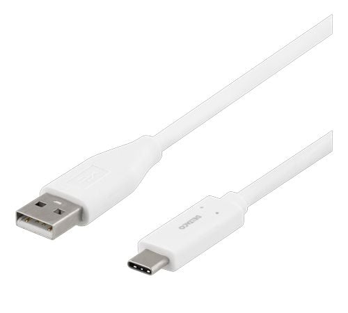 DELTACO USBC-1009M - USB-kabel - USB-C (hann) til USB (hann) - USB 2.0 - 3 A - 1 m - hvit
