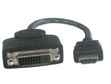 Lindy 41227, 0,2 m, DVI-D, HDMI, Hunstik - Hanstik, Sort