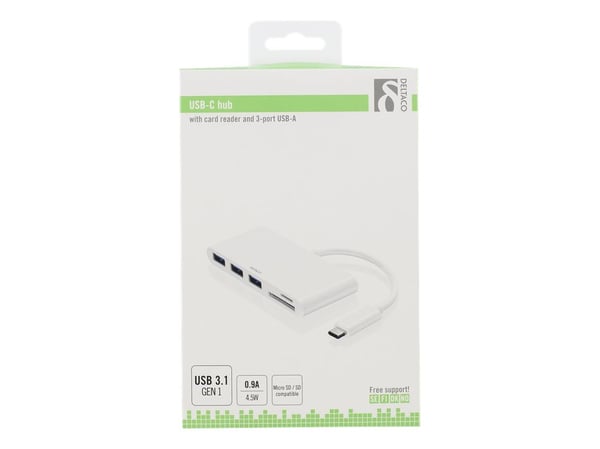 DELTACO USBC-HUB - Hub - 3 x USB 3.1 - stasjonær