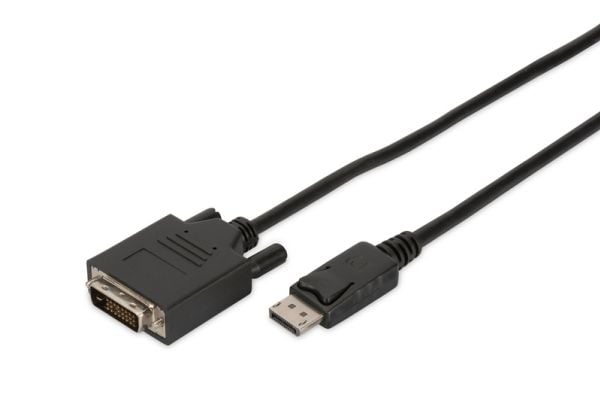 DIGITUS - Skjermkabel - DisplayPort (P) til DVI-D (P) låst - 2 m - formstøpt, tommelskruer - svart