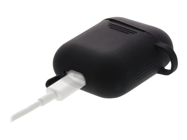 DELTACO - Fodral för hörlurar - silikon - svart - för Apple AirPods (1:a generation, 2a generation)