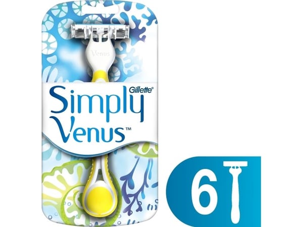 Gillette Simply Venus 3 Plus Yellow 6 Pack