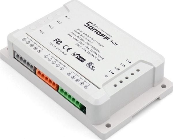 Sonoff 4-kanavainen älykäs rele, jota ohjataan WiFi:llä - 230VAC 2200W