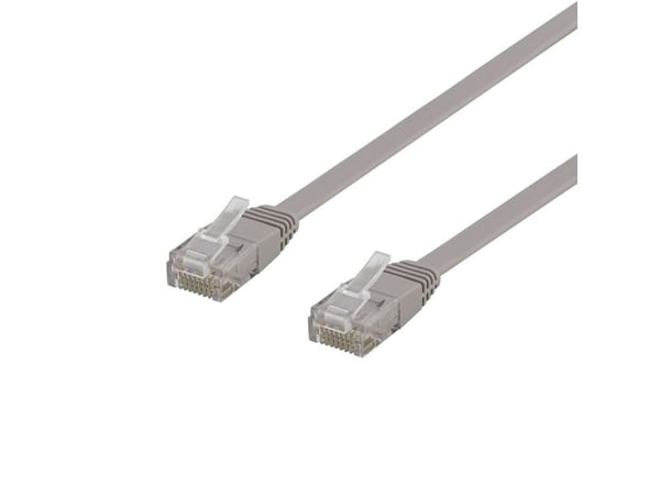 DELTACO - Koblingskabel - RJ-45 (hann) til RJ-45 (hann) - 1.5 m - UTP - CAT 6 - flat - grå