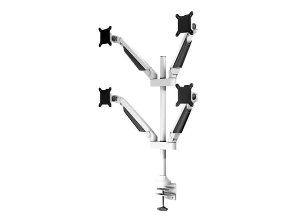 Multibrackets M VESA Gas Lift Arm Quad - Monteringssett (skrivebordsklemmemontering, 4 leddarmer) - for 4 LCD-skjermer - aluminium - hvit - skjerms...