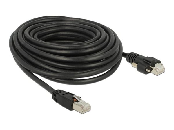 DeLOCK - Liitäntäkaapeli - RJ-45 (M) ruuvattavissa RJ-45 (M) - 10.0m - SSTP-kaapeli - CAT 6 - Musta (85672) - Musta)