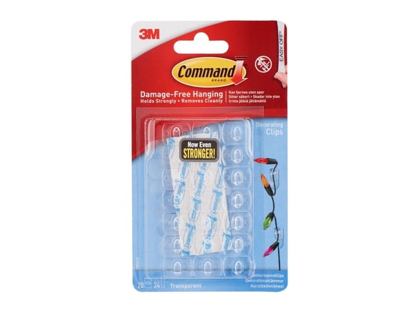 3M Command gennemsigtige dekorationsclips med gennemsigtige strips