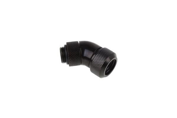 Alphacool Eiszapfen 13 mm HardTube compression fitting 45° rotatable G1/4 - Flydende kølesystems kompresseion vinklet fitting - dyb sort