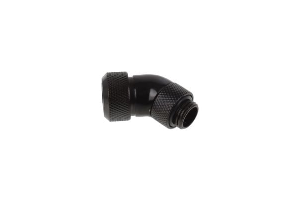Alphacool Eiszapfen 13 mm HardTube compression fitting 45° rotatable G1/4 - Flydende kølesystems kompresseion vinklet fitting - dyb sort