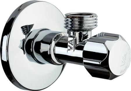 Nil stopventil 1/2" x 3/8" med Ø77mm roset - lang model: 84/97mm - leveres uden omløber og indsats - pakke med 1 stk.