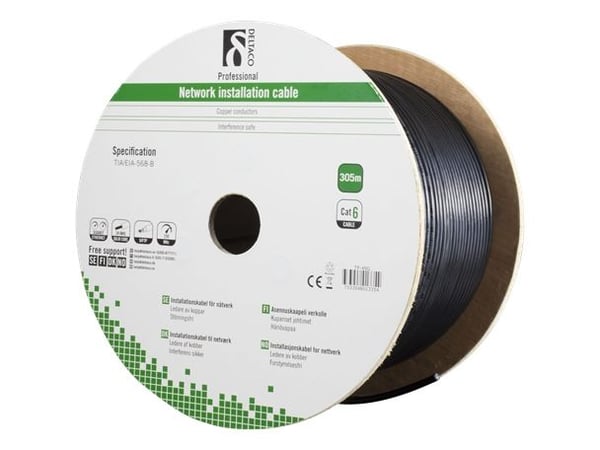 DELTACO TP-49G - Massekabel - 305 m - FTP - CAT 6 - halogenfri, utendørs, solid - svart