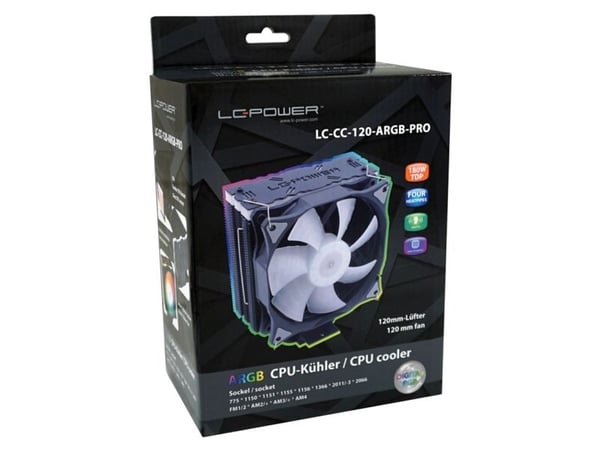 LC Power LC-CC-120-ARGB-PRO - Prosessorkjøler - (for: LGA775, LGA1156, AM2, AM2+, LGA1366, AM3, LGA1155, AM3+, LGA2011, FM1, FM2, LGA1150, LGA2011-...