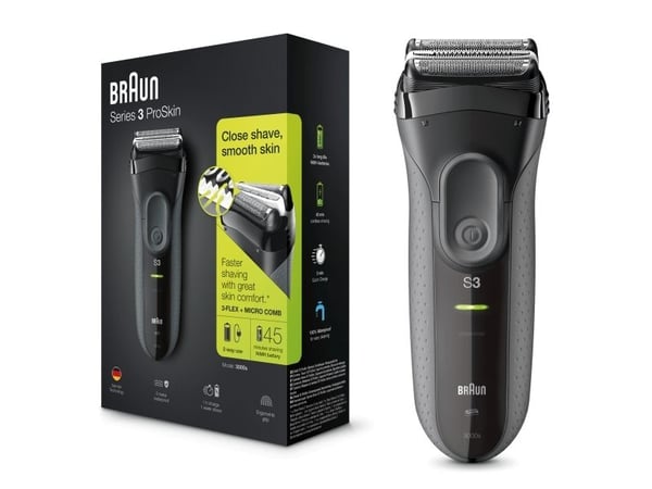 Braun Serie 3 3000S, Barberingsmaskin, Grå, Lade, AC / batteri, Innebygd batteri, 30 min