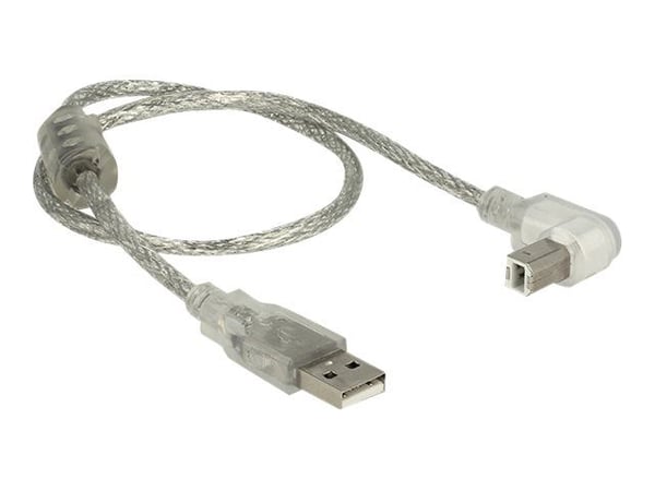 DeLOCK 84811, 0,5 m, USB A, USB B, USB 2.0, Uros/uros, Hopea, Läpinäkyvä