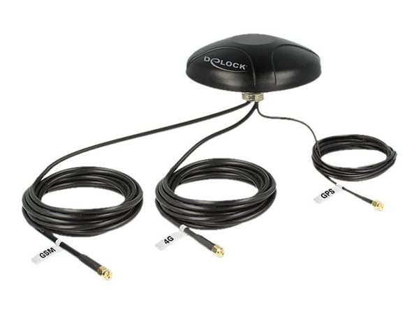 DeLOCK 12455, 50 O, Ympyräsäteilyantenni, SMA, Uros, GPS - 2.5, LNA GPS - 2.0, LTE - 2.5, GSM UMTS - 2.5, IP67