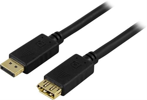 DELTACO - DisplayPort-forlengelseskabel - DisplayPort (hann) til DisplayPort (hunn) - 1 m - formstøpt - svart
