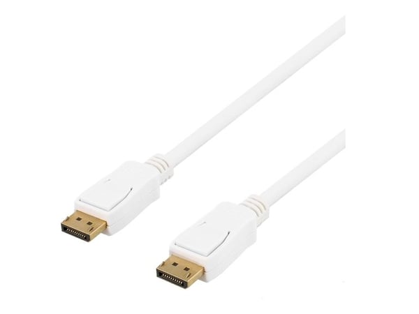 DELTACO DP-1021D - Skjermkabel - DisplayPort (hann) til DisplayPort (hann) - DisplayPort 1.2 - 2 m - hvit