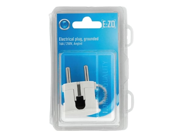 E: ZO Angled Grounded Plug, angled with cord socket on the side, for