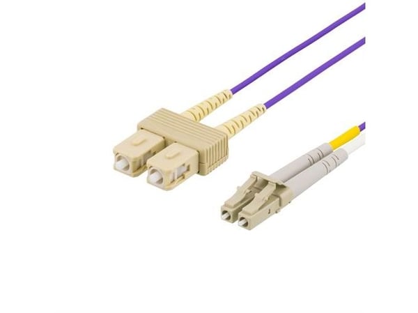 DELTACO LCSC-702 - Nettverkskabel - LC multimodus (hann) til ST flermodus (hann) - 2 m - 2 m - fiberoptisk - 50 / 125 mikroner - OM4 - purpur