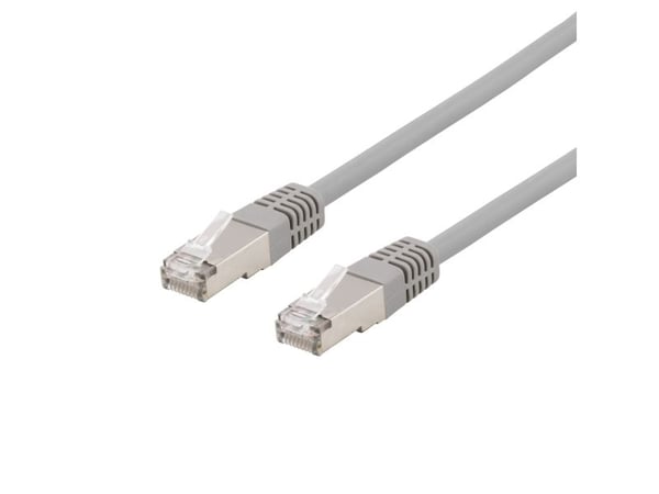 DELTACO - Koblingskabel - RJ-45 (hann) til RJ-45 (hann) - 15 m - SFTP - CAT 6 - med støvel, halogenfri - grå
