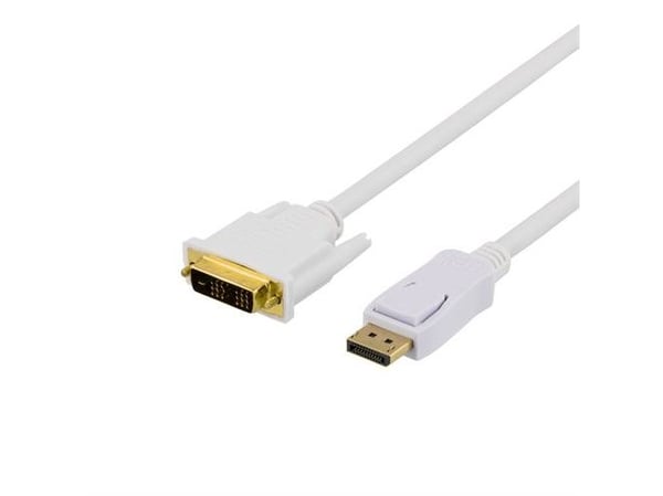 DELTACO - DisplayPort-kabel - enkeltlenke - DisplayPort (hann) til DVI-D (hann) - 1 m - hvit