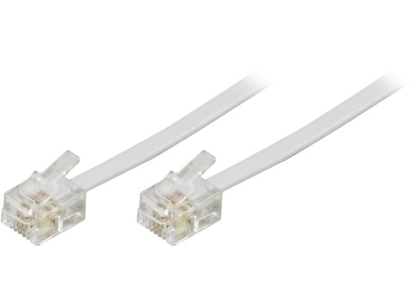 DELTACO DEL-163F - Telefonkabel - RJ-11 (hann) til RJ-11 (hann) - 10 m - hvit