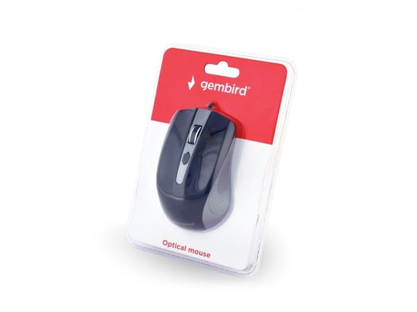 Gembird MUS-4B-01-GB, Oikeakätinen, Optinen, USB A-tyyppi, 1200 DPI, Musta, Harmaa