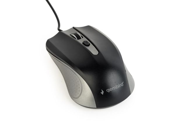Gembird MUS-4B-01-GB, Oikeakätinen, Optinen, USB A-tyyppi, 1200 DPI, Musta, Harmaa
