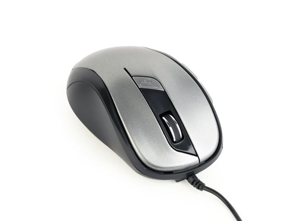 Gembird MUS-6B-01-BG, Oikeakätinen, Optinen, USB A-tyyppi, 1600 DPI, Musta, Harmaa