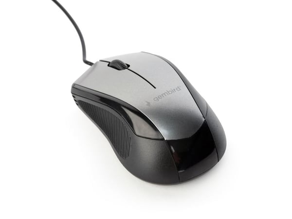 Gembird MUS-6B-01-BG, Oikeakätinen, Optinen, USB A-tyyppi, 1600 DPI, Musta, Harmaa