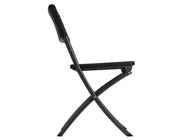 Perel FP165R, Spisetid, Flettet tre, Hard Stol, Hård ryggstø, High-Density Polyethylene (HDPE), Stål, Svart
