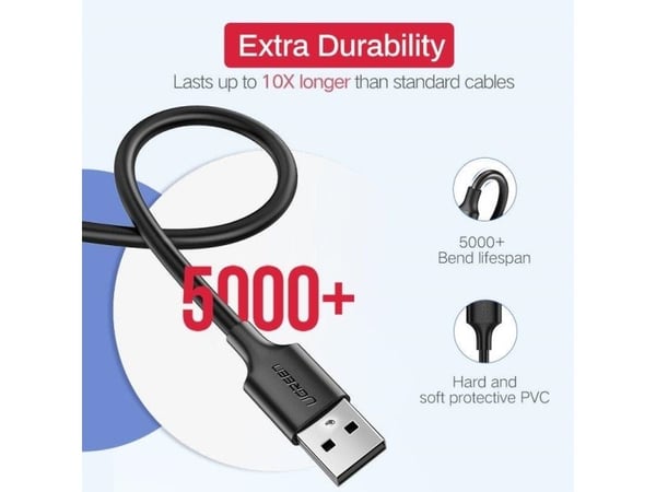 Ugreen US289 60143 micro USB / USB-A-kabel 2 m - hvit